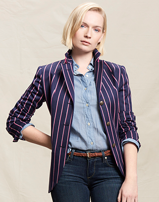 Navy stripe 2025 harris tweed blazer