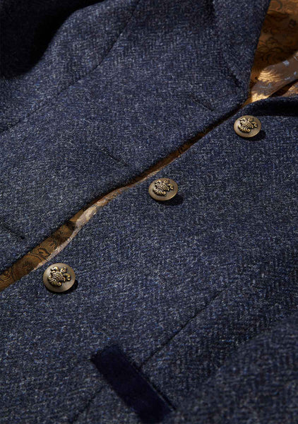 Louise Ladies Yorkshire Tweed Jacket Blue Herringbone