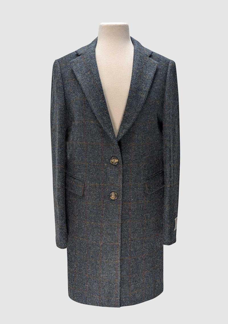 Multi Check Coat Harris Tweed Ladies Christine Coat - Blue Multi Check – Bucktrout Tailoring