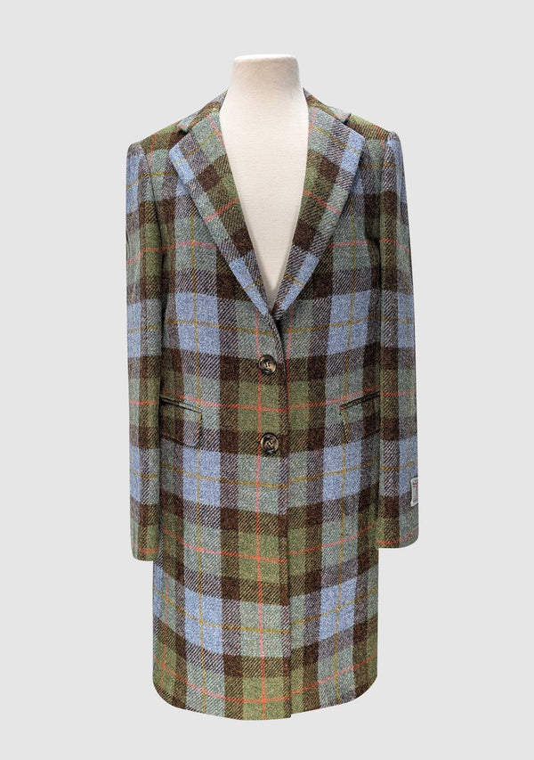 Christine Ladies Coat - Green/Blue Check