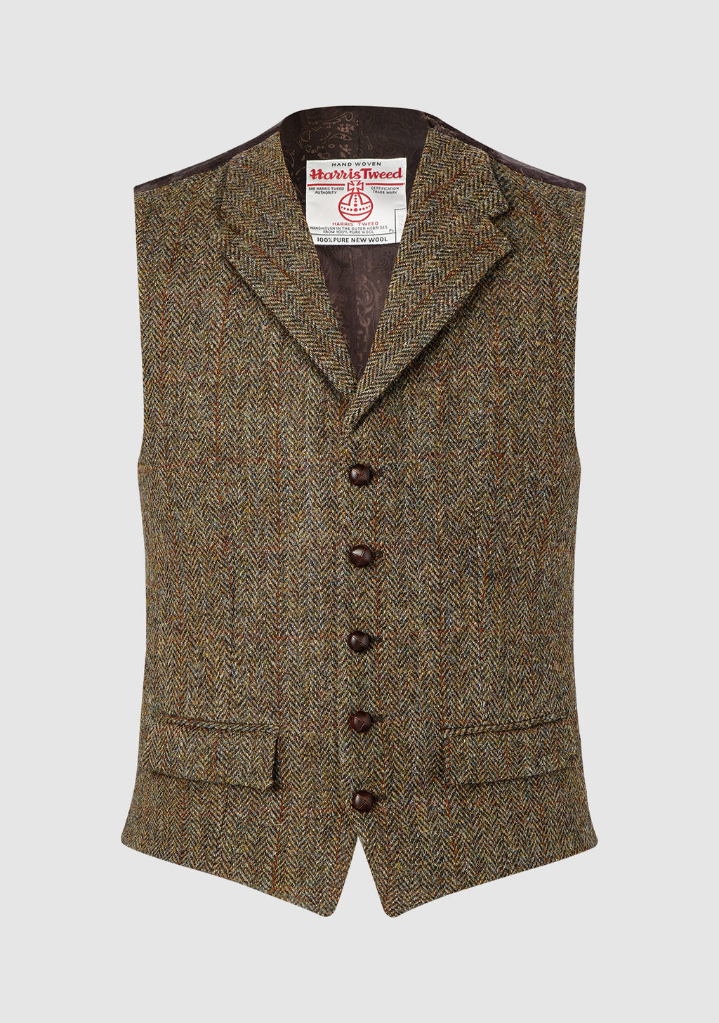 Angus Mens Harris Tweed Waistcoat - Brown – Bucktrout Tailoring