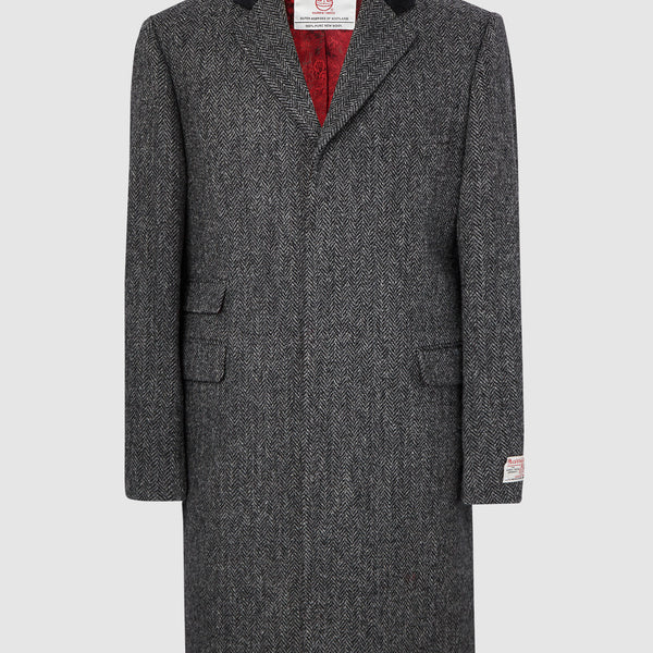 Harris Tweed Coat Mens - Chelsea Overcoat in Charcoal – Bucktrout