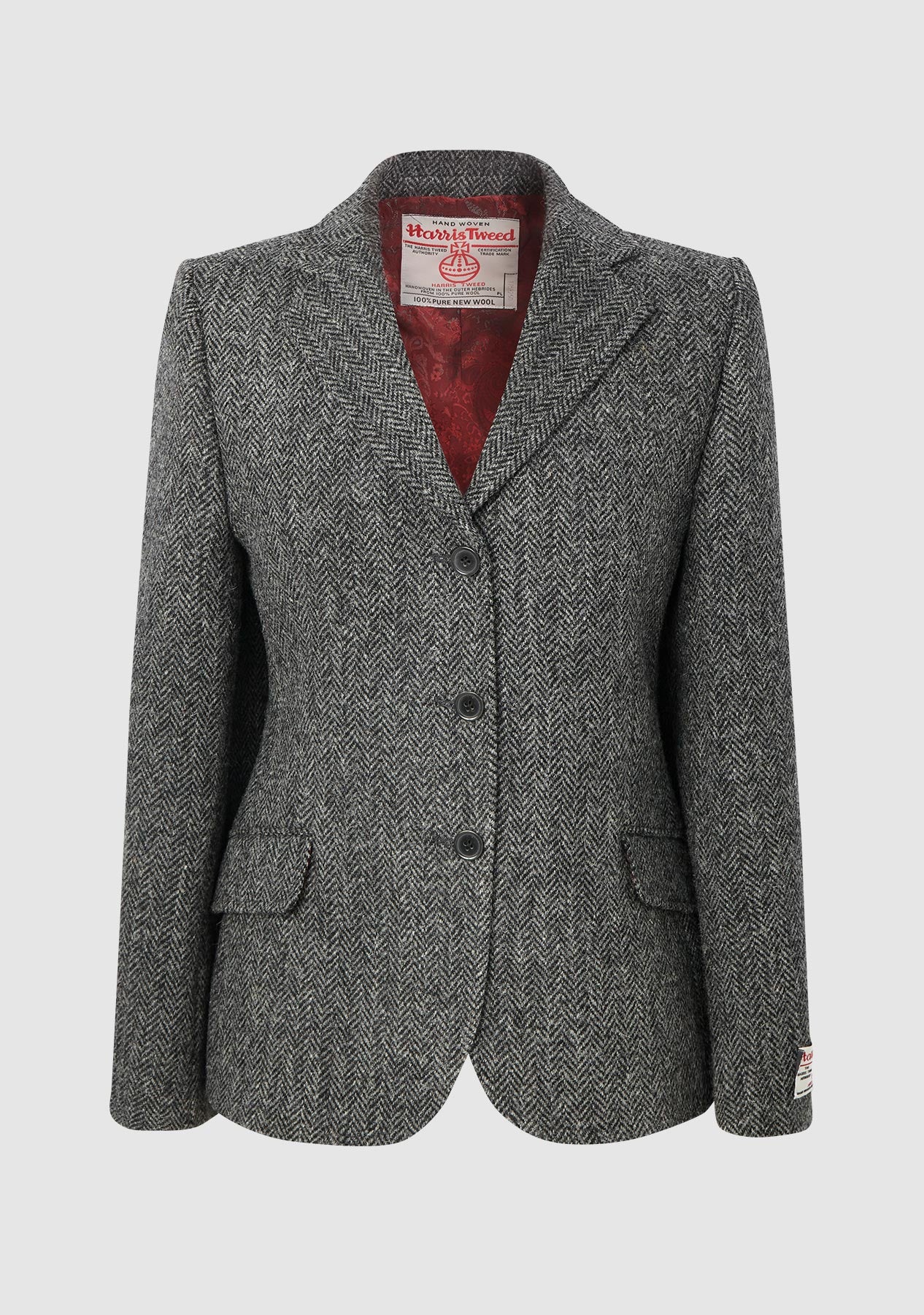 Harris Tweed Ladies Claire Hacking Jacket - Charcoal Herringbone ...