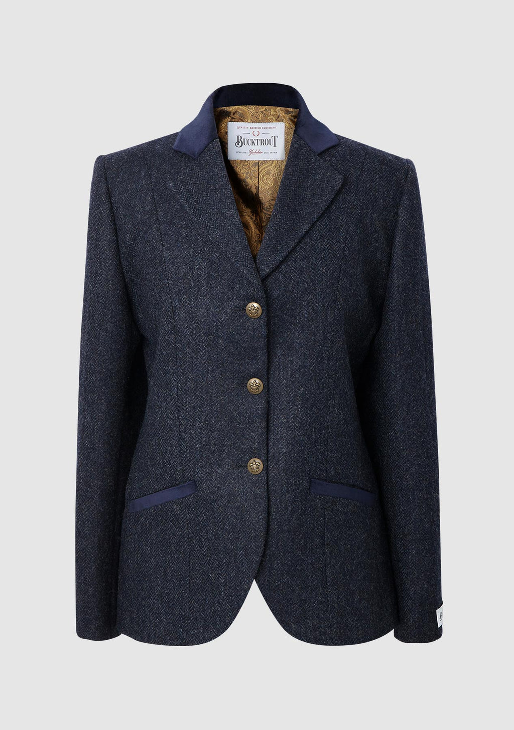 Women's blue tweed blazer discount