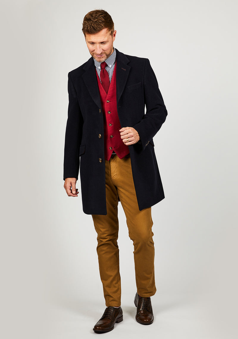 Murdo ¾ Coat - Navy Wool/Cashmere