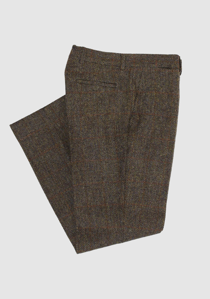 Mens Tweed Trousers - Brown